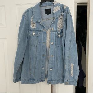 Oversized Distressed Denim Jacket